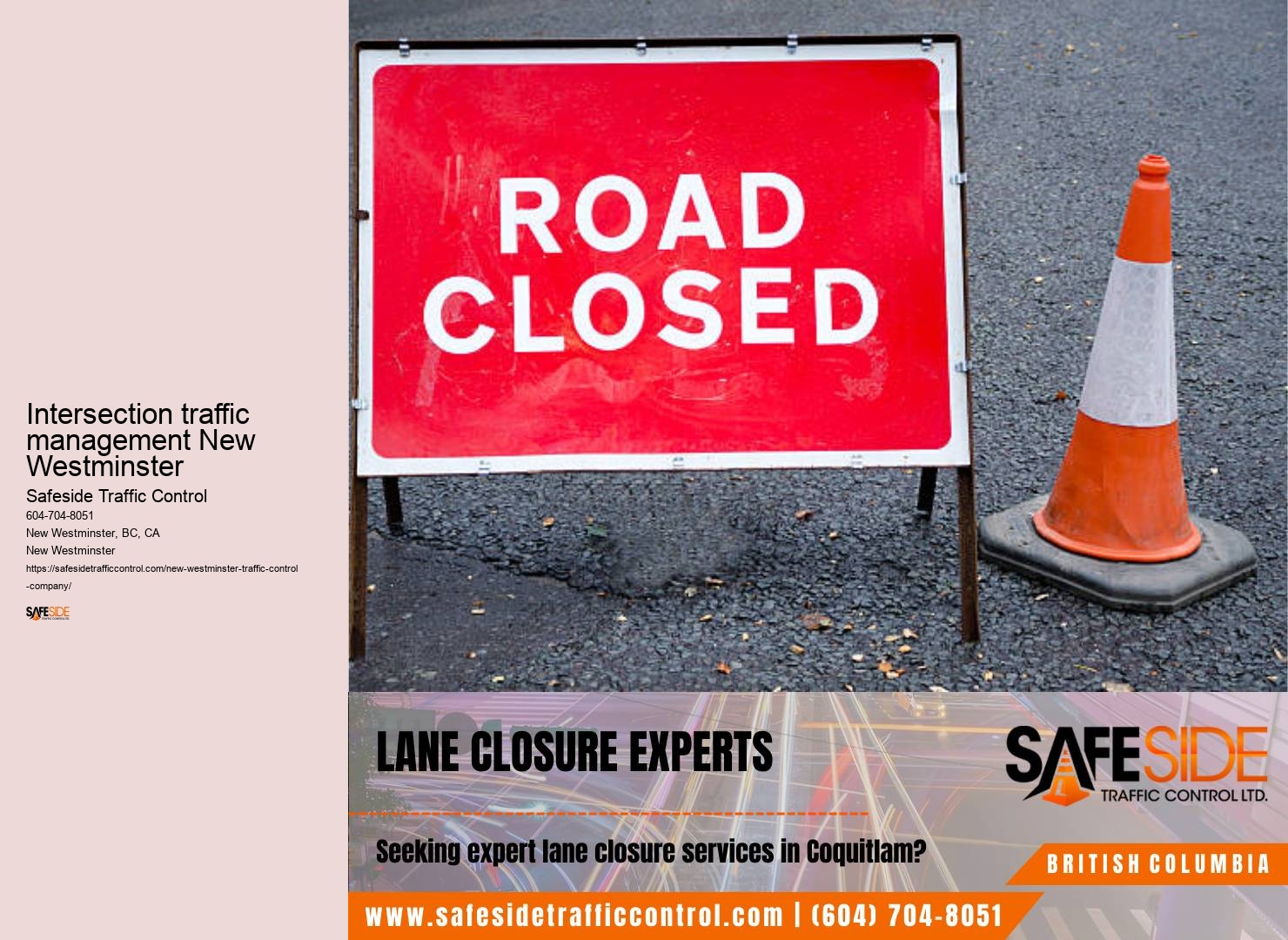 Traffic diversion route signage maintenance and repair New Westminster