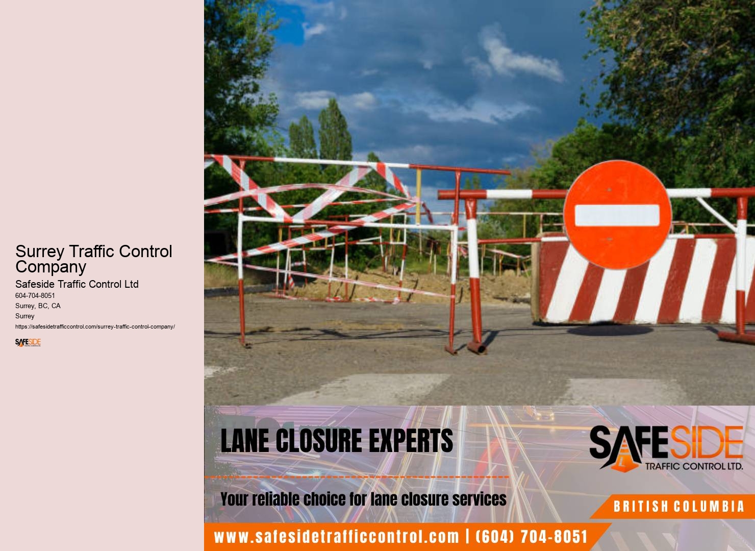Traffic control permit documentation Surrey